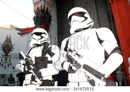 LOS ANGELES - DEC 19: Stormtroopers during the Opening night celebrations of Star Wars: The Rise Of Skywalker at the TCL Chinese Theatre IMAX on December 19, 2019 in Los Angeles, California