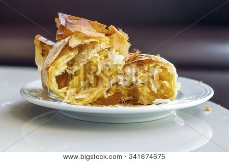 Sweet Portuguese Pastry Called Briosa On White Plate