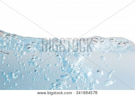 Blue Water Waves And Bubbles On A White Background