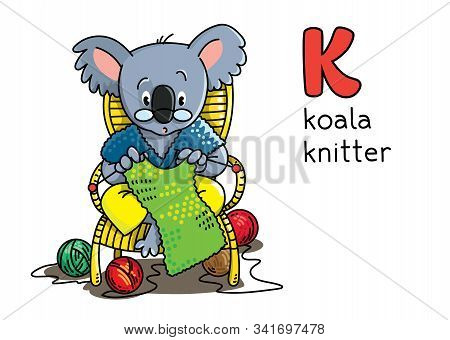 Koala Bear Knitter. Profession Abc. Alphabet K