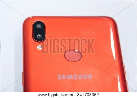 Turkey, Istanbul, December 20, 2019: Close-up Of The Back Cover Or Rear View Of The New Modern Samsu