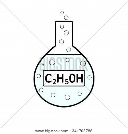 Laboratory Glass With Ethyl Alcohol On White Background. Vector Illustration.