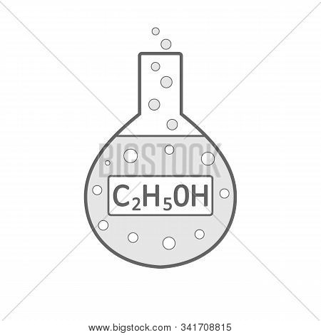 Laboratory Glass With Ethyl Alcohol On White Background. Vector Illustration.