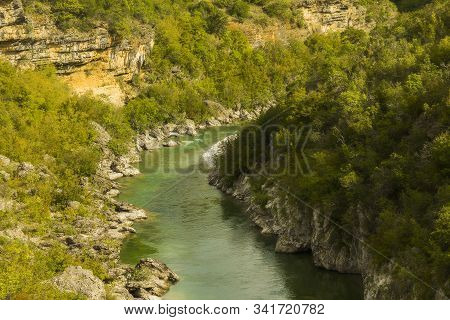 Tara River Canyon, Mountains And Forests Around In The Durmitor Nature Park, Montenegro