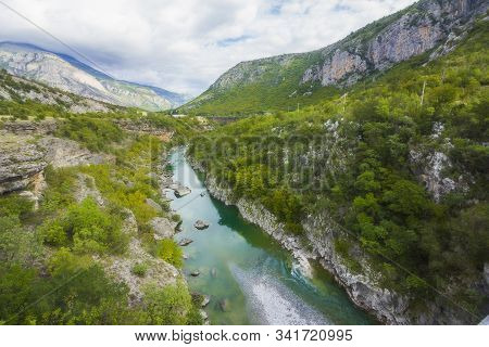 Tara River Canyon, Mountains And Forests Around In The Durmitor Nature Park, Montenegro