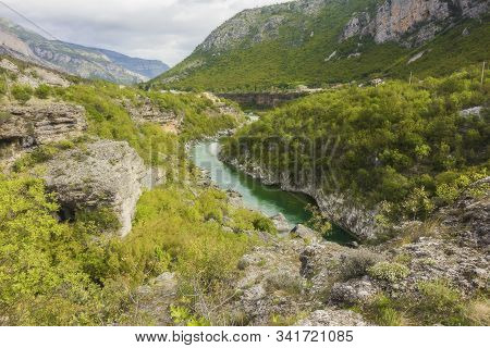 Tara River Canyon, Mountains And Forests Around In The Durmitor Nature Park, Montenegro