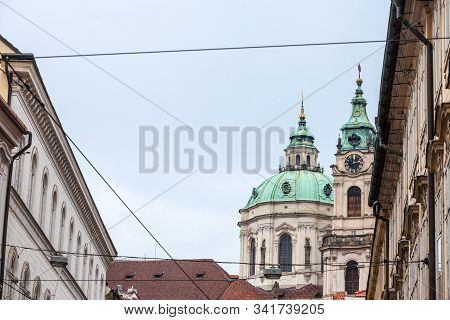 St Nicholas Church, Also Called Kostel Svateho Mikulase, In Prague, Czech Republic, With Its Iconic 