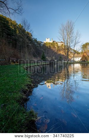 Pond With Reflection In Austria Near Castle Stixenstein