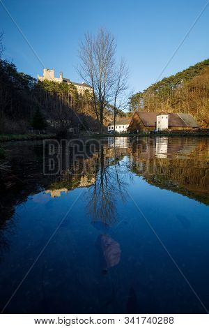 Pond With Reflection In Austria Near Castle Stixenstein