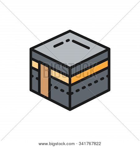 Mecca, Religious Building Of Hejaz, Landmark Of Saudi Arabia Color Line Icon.