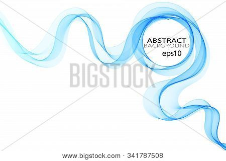 Abstract Vector Blue Wave Background, Stylized Bird