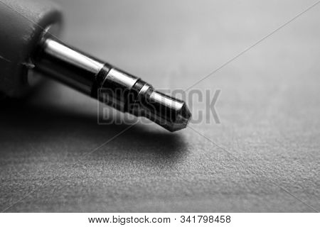 Audio Jack Conector Close Up (in Black And White)