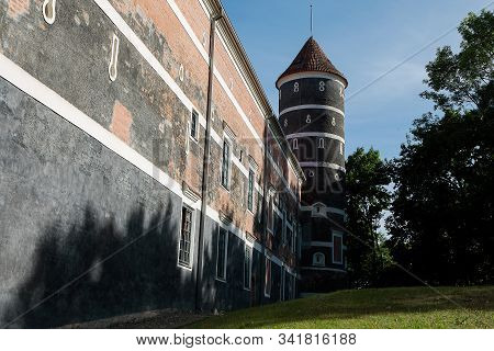 Vytenai, Lithuania - June 9, 2018: The Tower Of Panemune Castle, Built 1604-1610 In Renaissance Styl