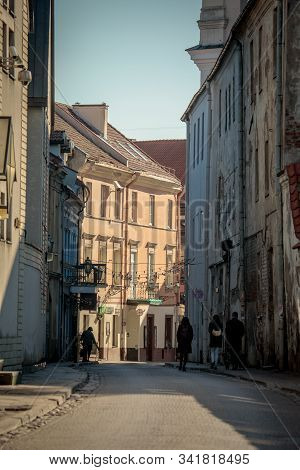 Vilnius, Lithuania - October 6, 2018: People Walk Along Sv Ignoto Street, Picturesque Street Of Viln