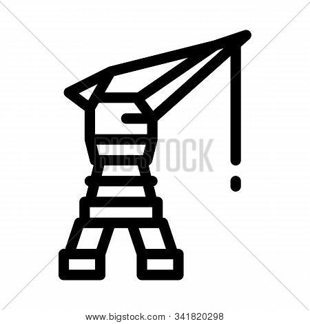 Seaport Crane Icon Vector. Outline Seaport Crane Sign. Isolated Contour Symbol Illustration