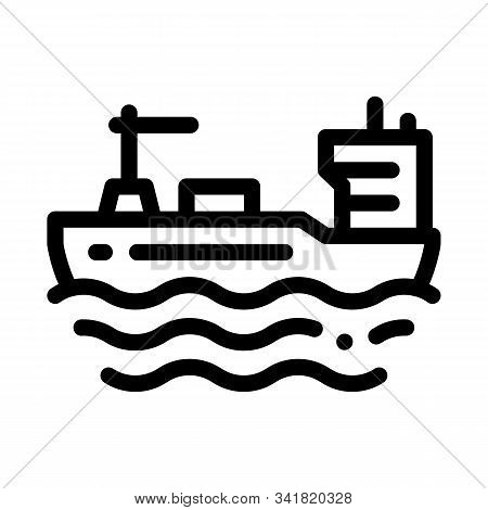 Tanker At Sea Icon Vector. Outline Tanker At Sea Sign. Isolated Contour Symbol Illustration