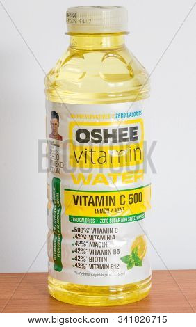 Pruszcz Gdanski, Poland - December 11, 2019: Bottle Of Oshee Vitamin Water.
