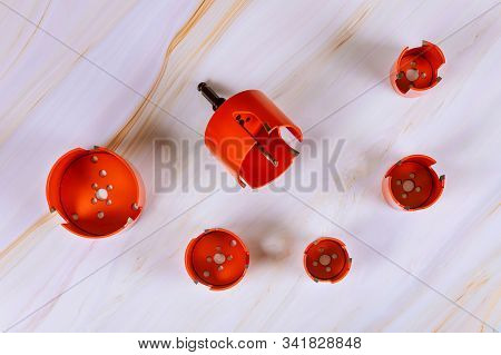 Hole Making Tools A Bunch Of Drill Bits On Drill Core Drill For Wood