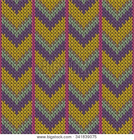 Clothing Downward Arrow Lines Knitted Texture Geometric Vector Seamless. Jacquard Stockinet Ornament