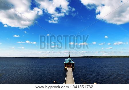 Lake Bathhouse Of Vazheozersky Spaso-preobrazhensky Male Monastery Interposelyok, Karelia, Russia