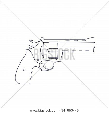Revolver Gun Isolated On White, Line Vector, Eps 10 File, Easy To Edit