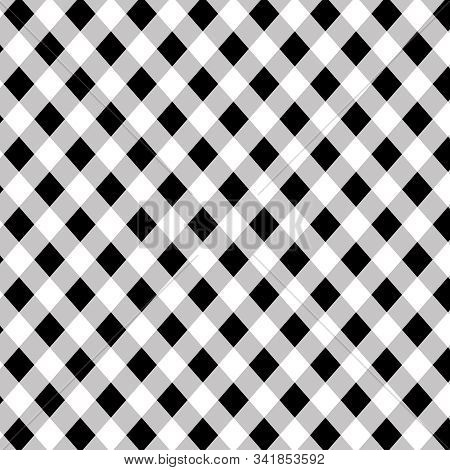 Black And White Buffalo Plaid Diagonal Pattern For Digital Paper And Graphic Design Elements.  12x12