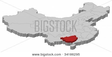 Kiina, Guangxi, korostettu kartta