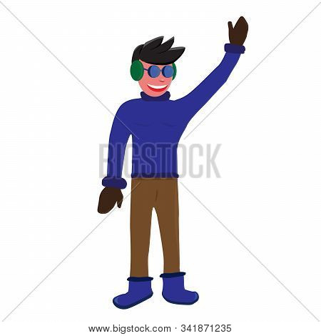 Man Wearing Winter Clothes. Stock Vector Illustration Isolated On White Background.