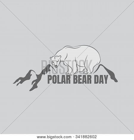 Polar Bear Day. Flat Color Vector Isolated Stock Image Of A Polar Bear On A White Background
