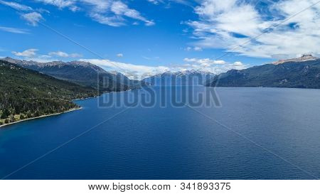 Traful Lake On Summer Sunny Day. Landscape Photography. Patagonia, Argentina