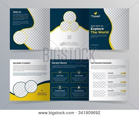 Templates For Travel Square Tri-fold Brochures Design