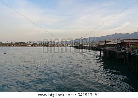 Santa Barbara, California - May 18, 2019 Stearns Wharf At Sunrise