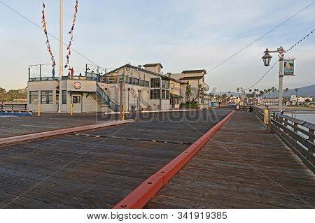 Santa Barbara, California - May 18, 2019 Stearns Wharf At Sunrise