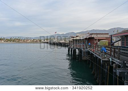 Santa Barbara, California - May 18, 2019 Stearns Wharf At Sunrise