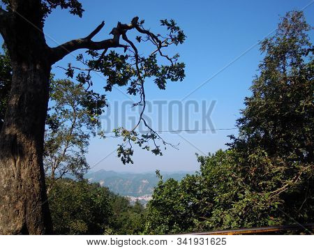 Beautiful Scene From Chandi Pahar Of Hardwar In India. The Photo Was Taken At The Time Of Climbing T