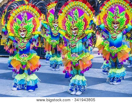 Bacolod , Philippines - Oct 28 : Participants In The Masskara Festival In Bacolod Philippines On Oct