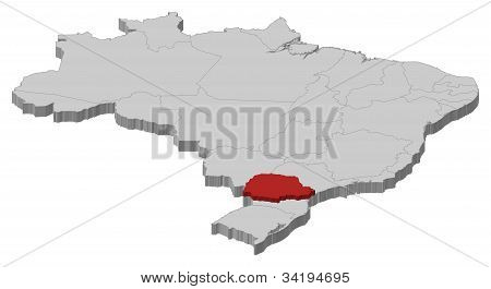 Karte von Brasilien, ParanÃ¡ hervorgehoben