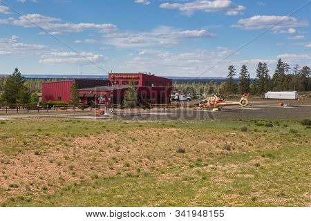 Tusayan, Grand Canyon, Usa- 31 May 2015: Grand Canyon Helicopters On The Blacktop At The Grand Canyo