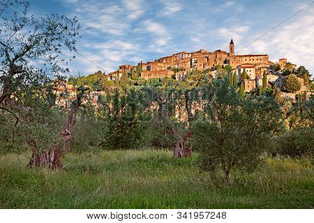 Seggiano, Grosseto, Tuscany, Italy: Landscape Of The Ancient Hill Town On The Slopes Of Mount Amiata