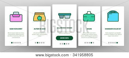 Lunch Box Onboarding Mobile App Page Screen Vector Plastic School Lunch Box And Container For Transp