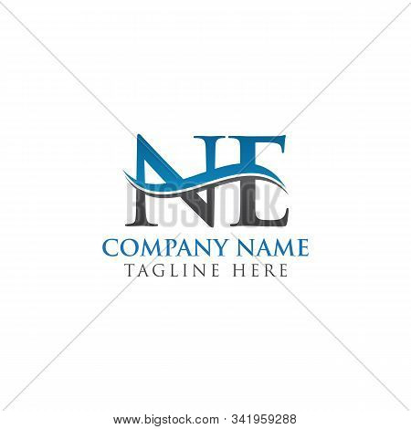 Swoosh Letter Ne Logo Design Vector Template. Water Wave Ne Logo Vector.