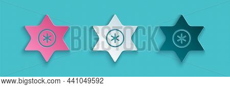 Paper Cut Falling Star Icon Isolated On Blue Background. Meteoroid, Meteorite, Comet, Asteroid, Star