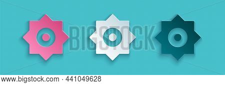 Paper Cut Falling Star Icon Isolated On Blue Background. Meteoroid, Meteorite, Comet, Asteroid, Star