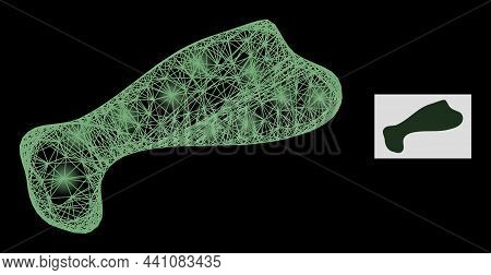 Constellation Net Mesh Spot With Lightspots On A Black Background. Bright Vector Structure Is Based 