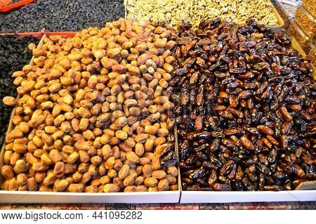 Istanbul Sold In A Market Place In Turkey Organic Fresh Nutritious Dried Hurma Medjool Grains, Hurma