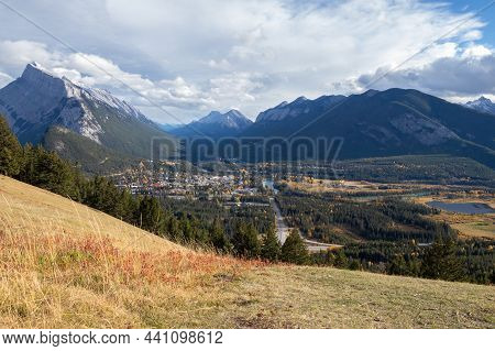 View Of The Town Of Banff From Mount Norquay In Alberta, Canada