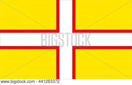 The Official Flag For The Uk County Of Dorset On White And Black