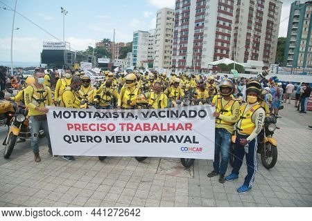 Motorcycle Taxi Driver During A Protest In Salvador