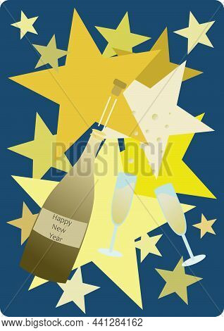 New Year Celebration Illustration With Toast And Stars
