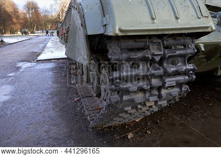 Russian Military Tank Tracks Close Up View